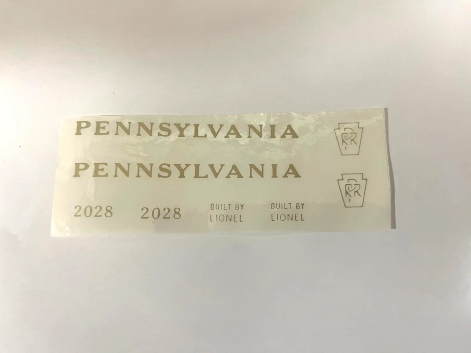 LIONEL DECAL  , 2028 , PENNSYLVANIA DECAL SET , SELF STICK - Image 1 of 1