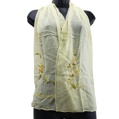 RAFFAELLA CURIEL Bufanda de Seda Floral Amarillo 16/60" HECHO EN ITALIA Foto 1 de 4