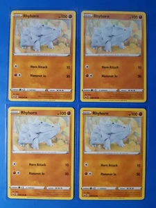 4x Rhyhorn 096/202 96/202 Pokemon card Sword & Shield common NM - Picture 1 of 1