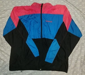 Vintage Reebok Sport Spell Out Hideaway Hoodie mit durchgehendem Reißverschluss Windbreaker Herren Größe XL - Bild 1 von 10