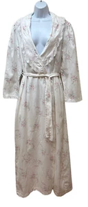 Vintage Dainty Floral Robe Ruffle Lace Brushed Cotton Prairie Cottagecore L - Picture 1 of 10