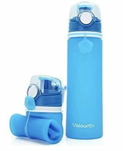 21 Unzen Sport Wasserflasche Lebensmittelqualität Faltbar Faltbar Silikon Reise - Blau - Bild 1 von 1