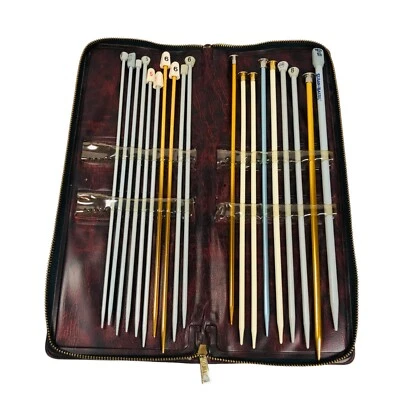 Agujas de tejer vintage Bernat-Aero Susan Bates Inox lote total 19 piezas con estuche Foto 1 de 4