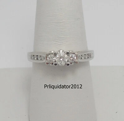 Alianza de compromiso de aniversario de diamantes naturales de 1/2 quilate de oro blanco de 14 k Foto 1 de 4