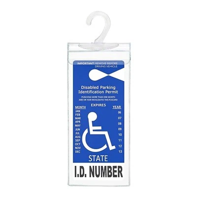 Handicap Placard Holder Disabled Parking Permit Protector Mirror Tag Sleeve Hang - Image 1 of 4
