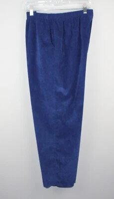 ALFRED DUNNER Women's Blue Corduroy Pull-on Pants SZ 16 Elastic Waist Pockets - Image 1 of 4