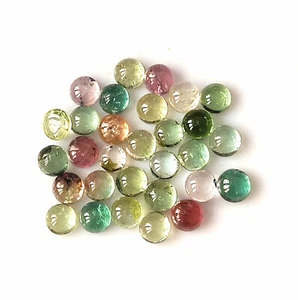 Multi Color Tourmaline Cabochon 4X4 mm Round Cut Natural Gemstone 30 Pieces Lot - Picture 1 of 4