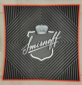 NEW SMIRNOFF BLACK & RED 16.5" SQUARE RUBBER BAR MAT HARD TO FIND - Picture 1 of 3