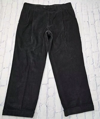 Брюки мужские Jos A Bank Executive Collection черные вельветовые плиссированные с манжетами 40x29 - Изображение 1 из 4