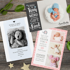 Personalised Photo Thank You Cards ~ Baby Boy or Girl Birthday Christening (B3)