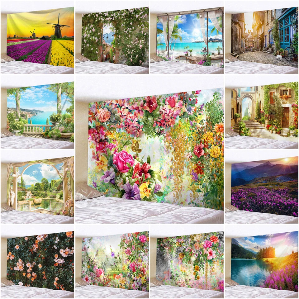 3D Große Blume Wandteppich Landschaft Wand Hänge Überwurf Decke Schlafzimmer - Bild 1 von 1