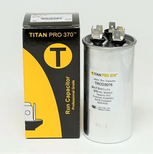 Condensador de funcionamiento redondo de doble motor TitanPro TRCD3075 HVAC 30/7,5 MFD/UF 370 voltios - Imagen 1 de 4