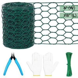 Garden Poultry Green Chicken Wire,Garden Fence Animal Barrier with Gloves,Plier - Picture 1 of 8