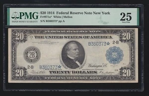 US 1914 $20 FRN New York STAR NOTE* FR 971A* PMG 25 VF (373*) - Picture 1 of 2