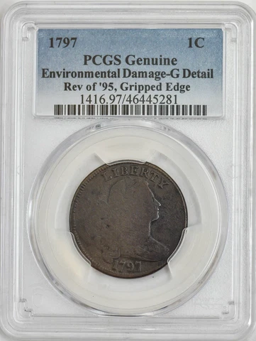 1797 Large Cent 1c 1795 Rev Gripped Edge S-121b R.3 GOOD Detail PCGS 946885-12 Cover
