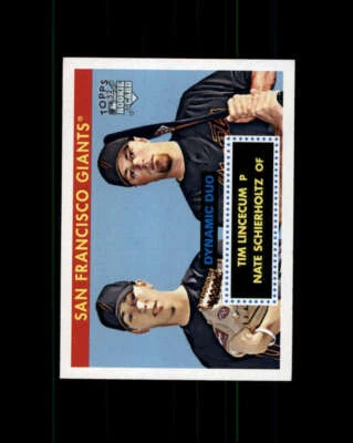 2007 Topps '52 Dynamic Duos #DD1 Tim Lincecum/Nate Schierholtz (ref 165565) - Image 1 of 2