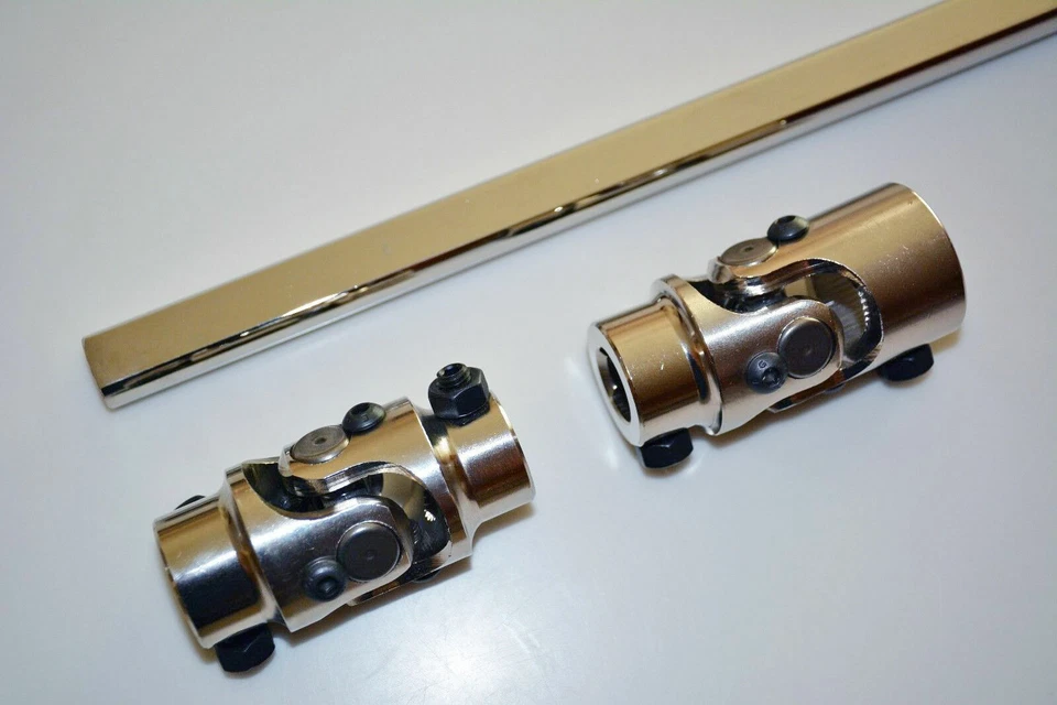 Fits Jeep CJ5 CJ7 36" Power Steering Shaft Linkage Chrome 2 Universal U Joint  - Image 1 of 1