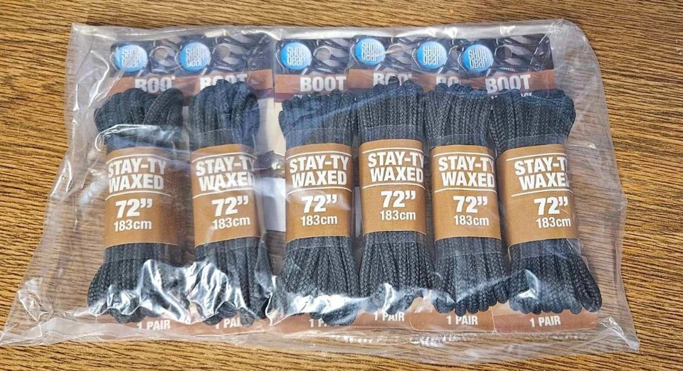 Shoe Gear Waxed 72 In. Round Boot Laces 6 PK