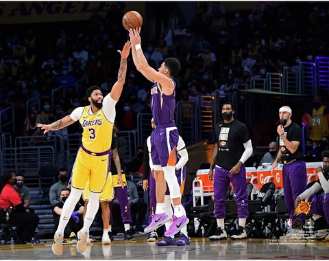 Devin Booker Phoenix Suns Unsigned 2021 NBA Playoffs Round 1 Shooting Photograph Cover