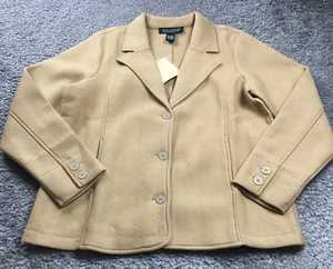 Dialogue Womens Blazer Size L Beige Classic Fit Button Front Long Sleeve NWT - Picture 1 of 13