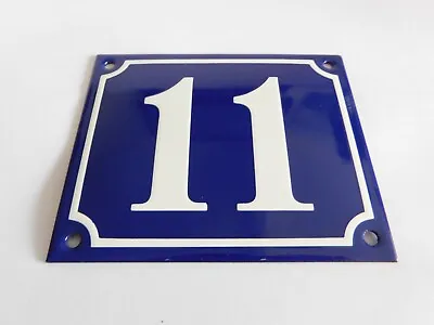 Vintage / Antique French Handmade 4.75 X 4  Enamel Plaques House Number Sign 11 • 67.53$