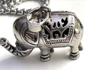 UNIQUE ELEPHANT pendant necklace - stainless - w/ Heavy Duty 22" CHAIN - Picture 1 of 8