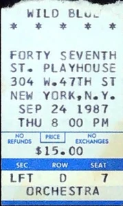 Wild Blue Ticket Stub 47th Street Playhouse NYC Orchestra Broadway 24.09.1987 - Bild 1 von 2