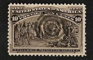 USA 1893 #237 Columbus Exposition 10c schwarz braun Kreis Ringe gestempelt sehr guter Zustand gebraucht - Bild 1 von 2