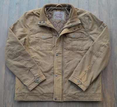 Chaqueta Levi's Para Hombre Grande Marrón Tareas de Campo Abrigo de Granero Acolchado Rojo Tab Capas Foto 1 de 4