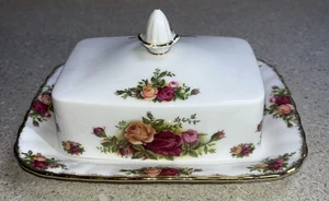H889~  Royal Albert Old Country Roses Rectangular Covered Butter Dish England - Picture 1 of 7
