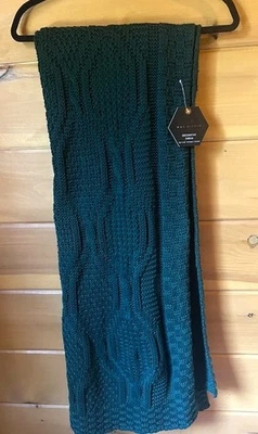NWT MAX STUDIO Gorgeous Dark Green 100% Cotton Cable knit Throw 50x 60  - Image 1 of 4