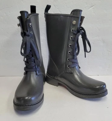 Botas para mujer Michael Kors de goma con cordones gris carbón talla 8 M Foto 1 de 4