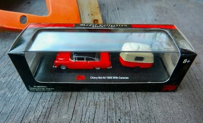 Chevy Bel-Air 1955 rojo/negro Malibu International LTD CON CARAVANA CON ESTUCHE 1:87 Foto 1 de 2