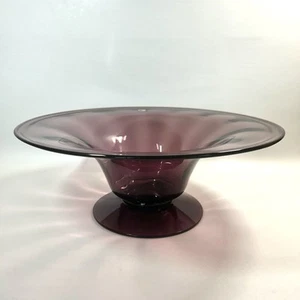 VTG XLg Blenko Bowl Amethyst Purple Centerpiece Console MCM Dish #9322 Org Tag - Picture 1 of 10