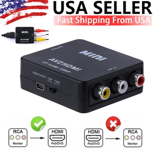 RCA AV to HDMI Converter Adapter For Gamecube Nintendo Sega Genes NES SNES N64 - Picture 1 of 13