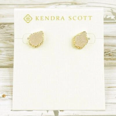 NWOT Kendra Scott Tessa White Drusy Stud Earrings Gold Plated - Image 1 of 3
