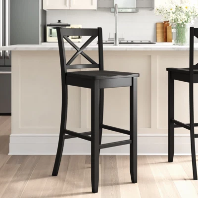 WOODEN COUNTER BAR STOOLS Black Mahogany Bar Stool - Image 1 of 4