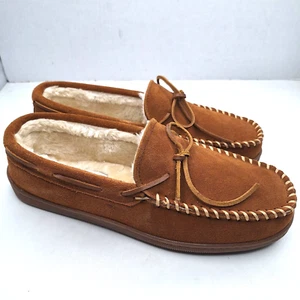 Minnetonka 3902W Pila Forrada Suela Dura Mocasines Zapatilla Hombre’s Talla 10 Ancho Marrón - Imagen 1 de 15