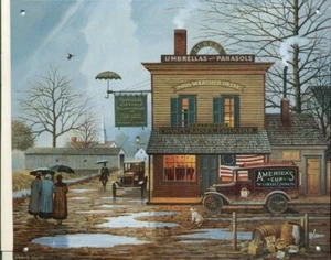 AD-VINTAGE STYLE METAL TIN ART REPRODUCTION HANGING SIGN-UMBRELLAS-COFFEE - Picture 1 of 2