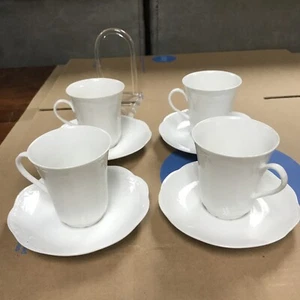 Vintage A. Lanternier Porcelain Tea Cup & Saucer Set of 4 | Limoges | France - Picture 1 of 10