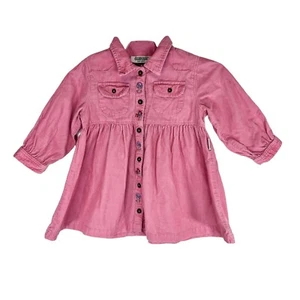 OSHKOSH Girls Pink Corduroy Embroidered Floral Button Front Dress Size 18 Months - Picture 1 of 9