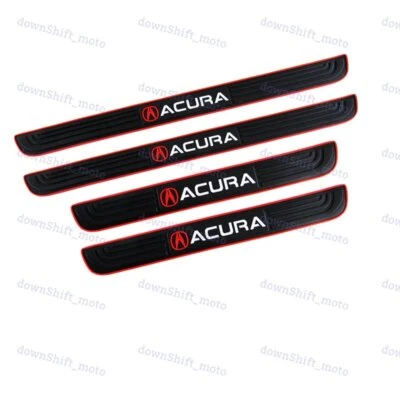 Protector de peldaños de panel de cubierta de alféizar de puerta de coche de goma negra 4 piezas para Acura Foto 1 de 4