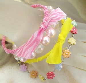 New Lot 4 Bracelets Boho summer bangle stretch flower charm Catholic Mary medal - Picture 1 of 1