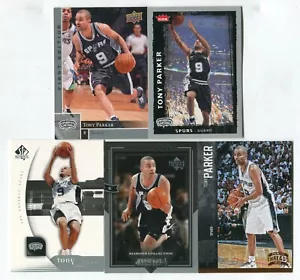 Lotto 5 carte basket Tony Parker SAN ANTONIO SPURS HORNETS (LOTTO 21) - Foto 1 di 1