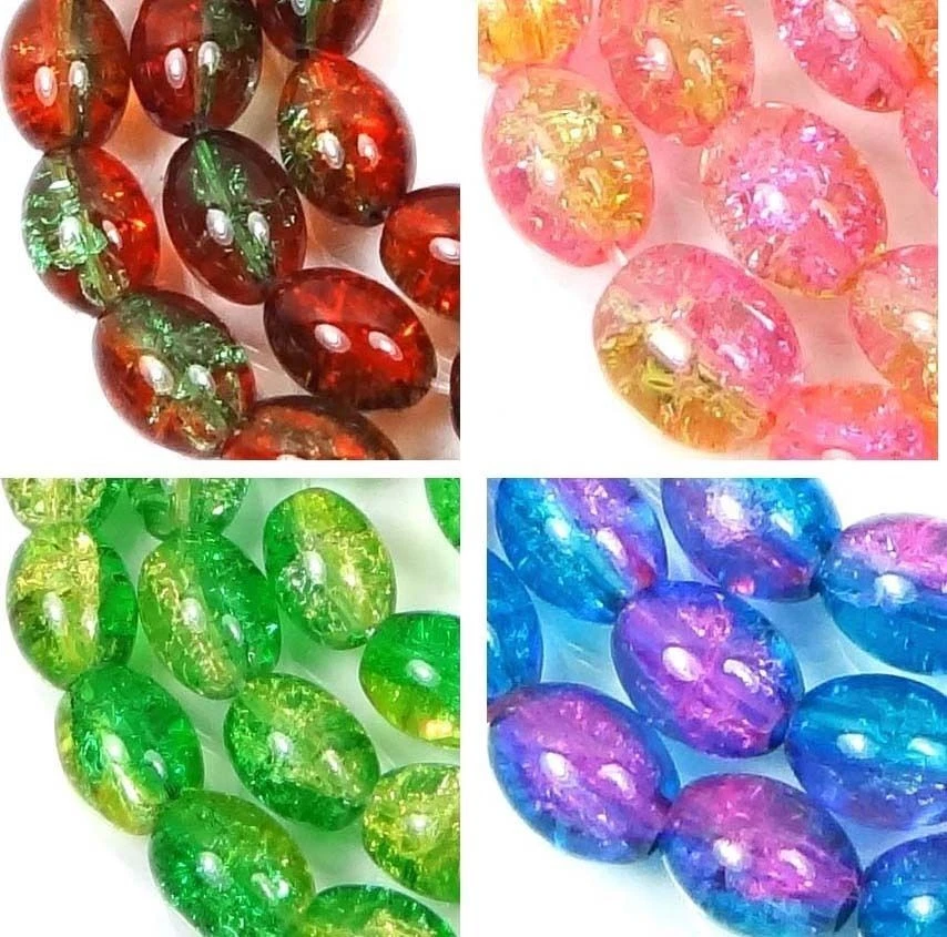 8 x 6 мм чешское стекло трещины треснувший бочонок рис бисер 2 тона - выбрать цвет - Изображение 1 из 1