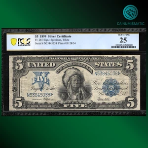 Fr.282 1899 $5 Five Dollar Silver Certificate "INDIAN CHIEF NOTE" PCGS 25, 45038 - Picture 1 of 2