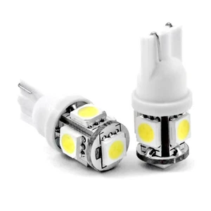 2PCS Cool White T10 Wedge 5-SMD 5050 LED Light bulbs W5W 2825 158 192 168 194 US - Picture 1 of 4