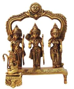 Brass Ram Darbar Statue Rama Sita Lakshman Hanuman Idol Puja Figurine 9.2 Inch - Picture 1 of 4