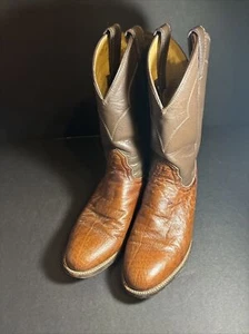 Nocona Boots Brown Smooth Quill Ostrich Leather 7 1/2 D NM3006 Made In Mexico - Picture 1 of 11