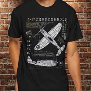 P-47 Thunderbolt World War 2 Unisex T-Shirt WW2 Planes P-47 Thunderbolt T-Shirt - Picture 1 of 2